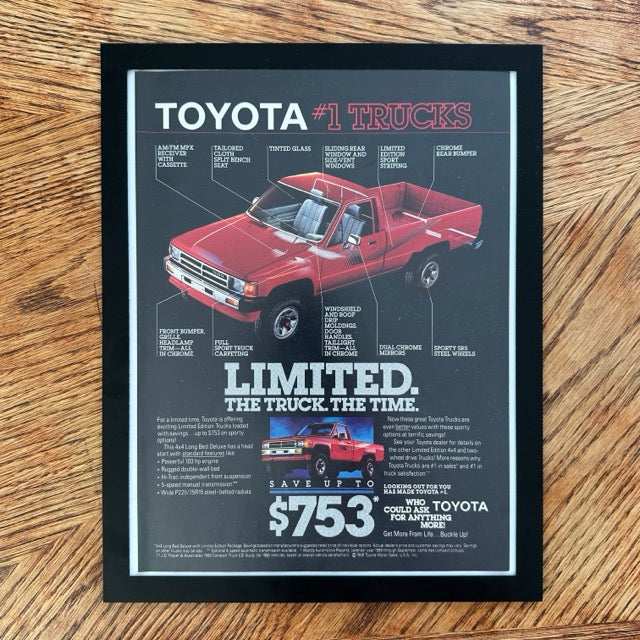Toyota Number 1 Trucks Limited Edition 1986 Framed Vintage Magazine Ad - detail view