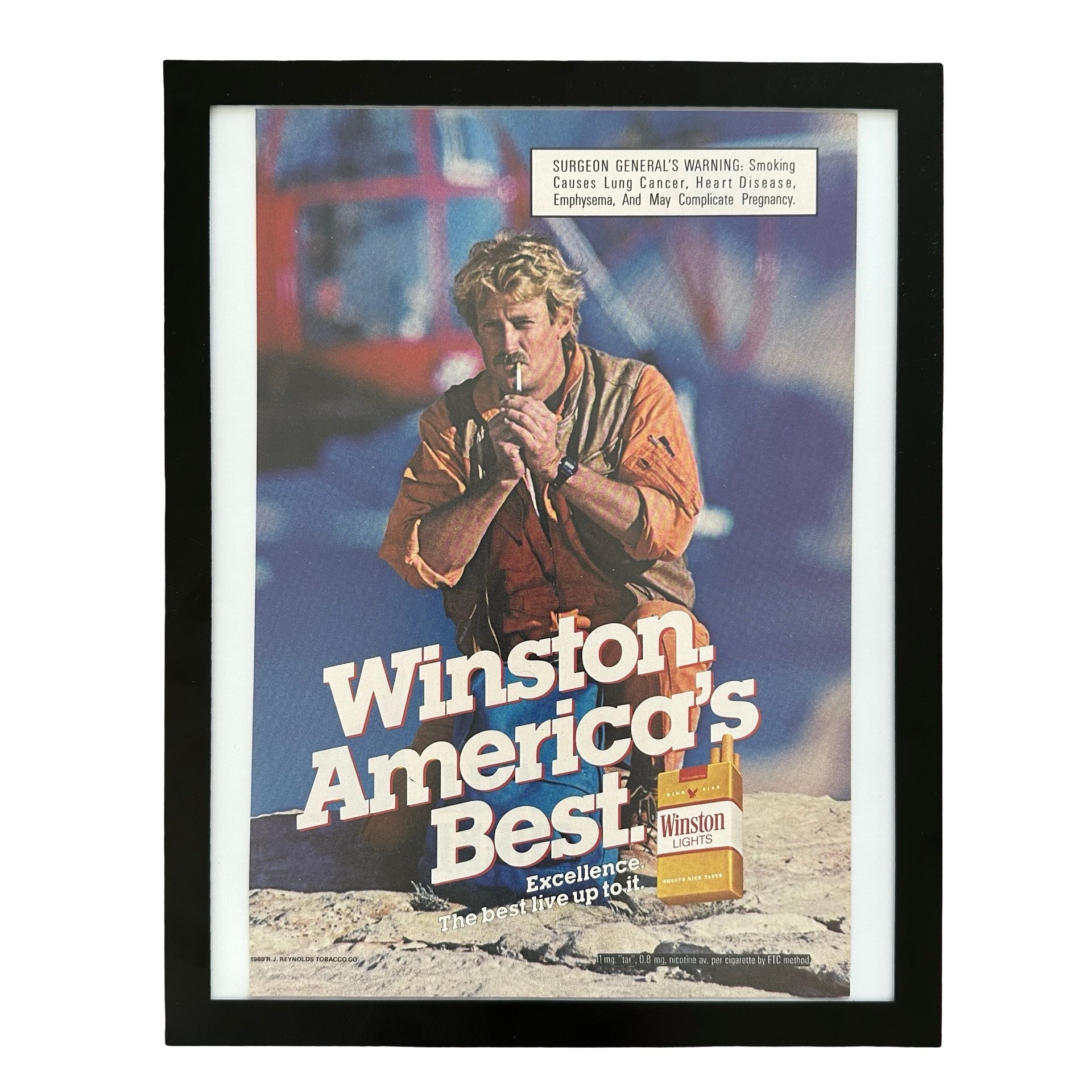 Winston Lights Cigarettes Americas Best Excellence 1989 Framed Vintage Magazine Ad
