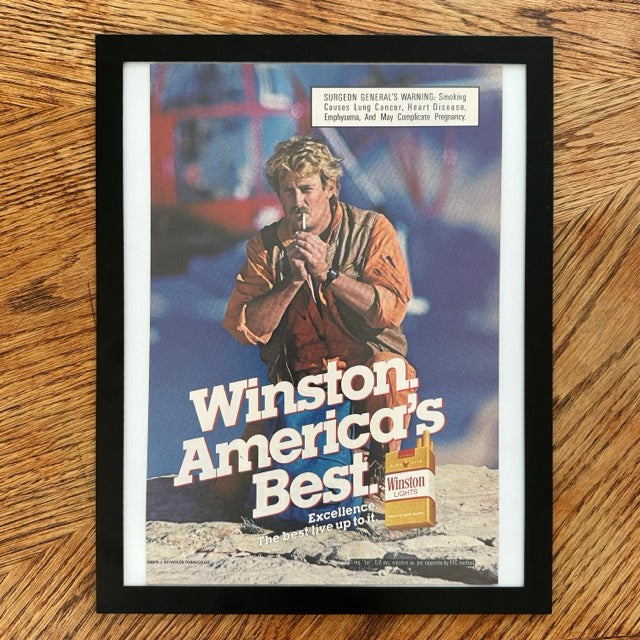 Winston Lights Cigarettes Americas Best Excellence 1989 Framed Vintage Magazine Ad - detail view